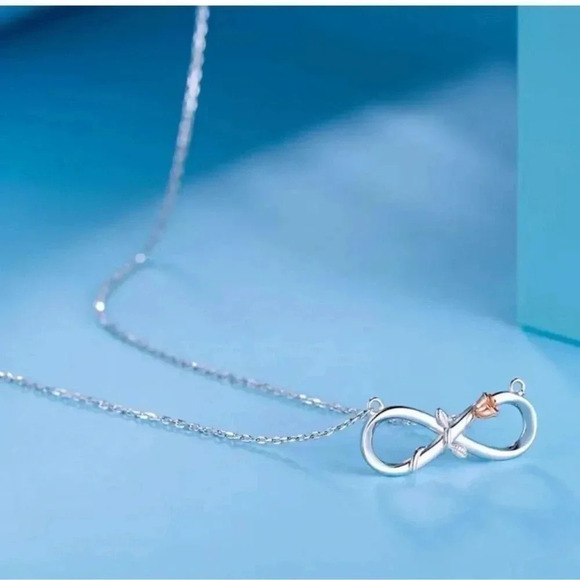 1 LEFT! Silver Infinity Rose Necklace - Picture 5 of 5